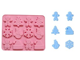 Molde silicona 12 figuras planas Navidad 